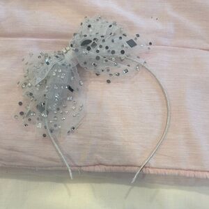 Glittery Silver Kids Bow Headband